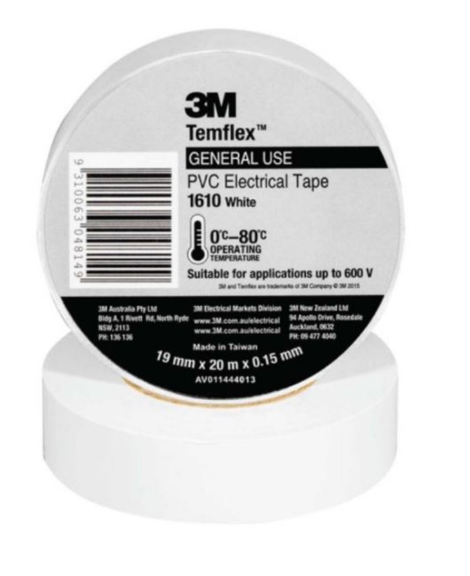 Picture of ELECTRICAL TAPE WHITE 19MM X 20MTR