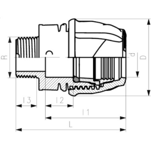 Picture of MALE END CONNECTOR METRIC ALPRENE 110MM X 4''