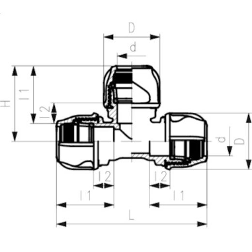 Picture of TEE METRIC ALPRENE 25MM