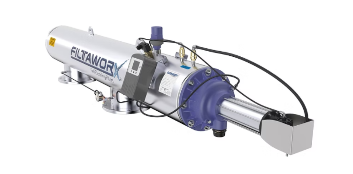Picture of FILTER FILTAWORX ONLINE SERIES FULLY AUTOMATIC SELF CLEANING SCREEN 100 MICRON 150MM EX FLANGED PARALLEL INLET/OUTLET ELECTRIC CONTROL HYDRAULIC DRIVE C/W PRESSURE SUSTAINING VALVE