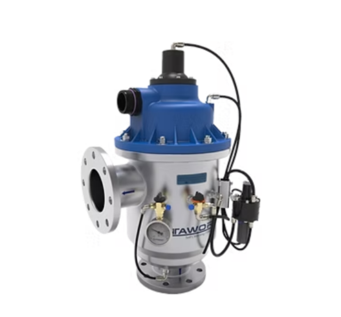 Picture of FILTER FILTAWORX FULLY AUTOMATIC SELF CLEANING SCREEN 100 MICRON 80MM FLANGED 90D ANGLE INLET/OUTLET HYDRAULIC CONTROL HYDRAULIC DRIVE C/W PRESSURE SUSTAINING VALVE